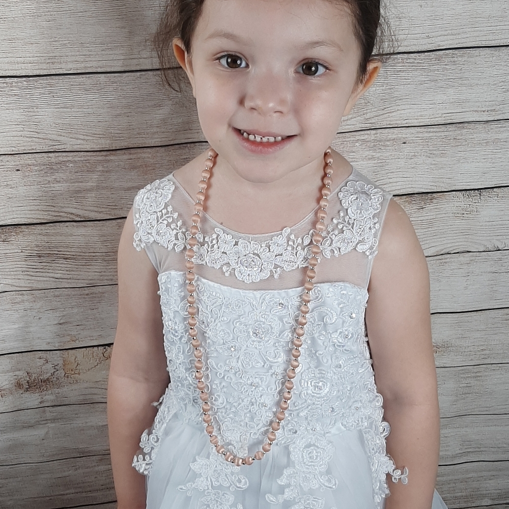 Vintage Peach & Gold Tone Necklace